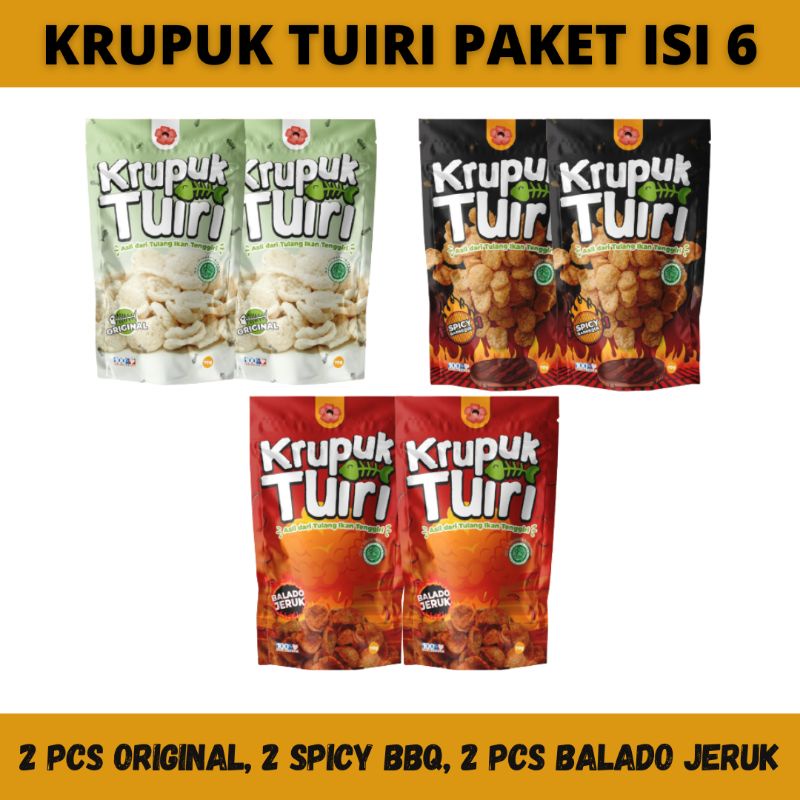 [Paket isi 6pcs] Krupuk Kerupuk Tuiri / 70 gr / Krupuk Kalsium Tulang Ikan Tenggiri