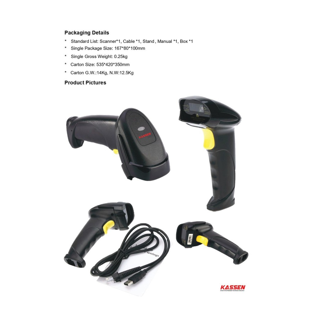 BARCODE SCANNER KASSEN KS-605 2D WITH STAND USB