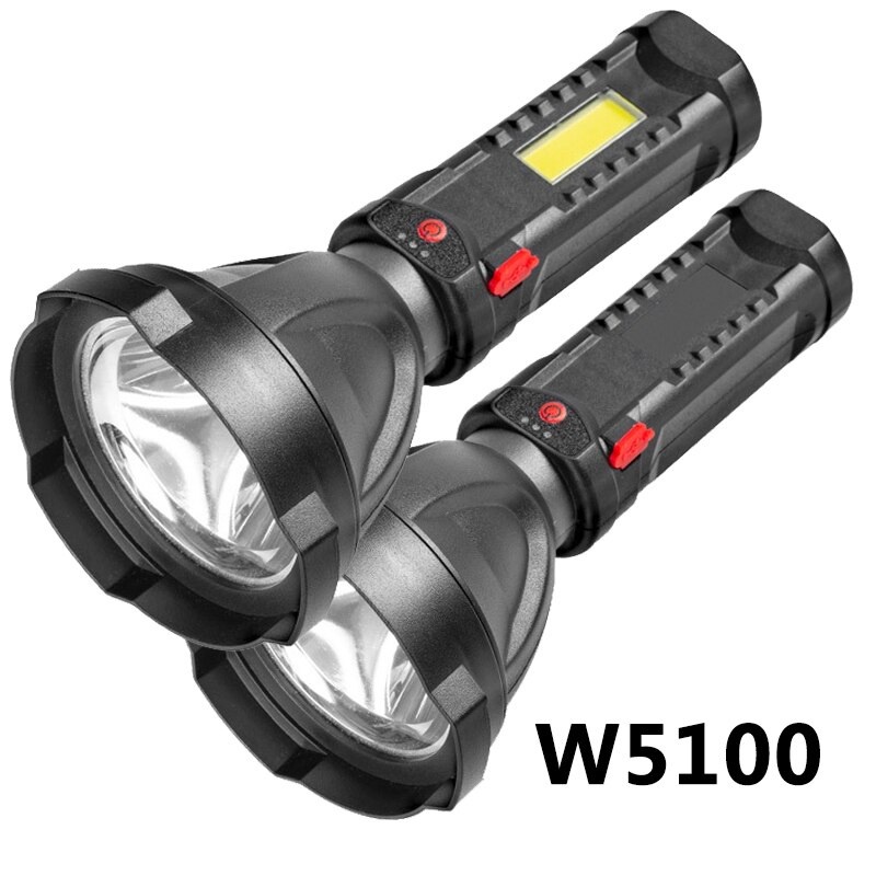TERMURAH Senter LED W5100 - Flashlight With USB Output And side Lamp Lighting W5100-1