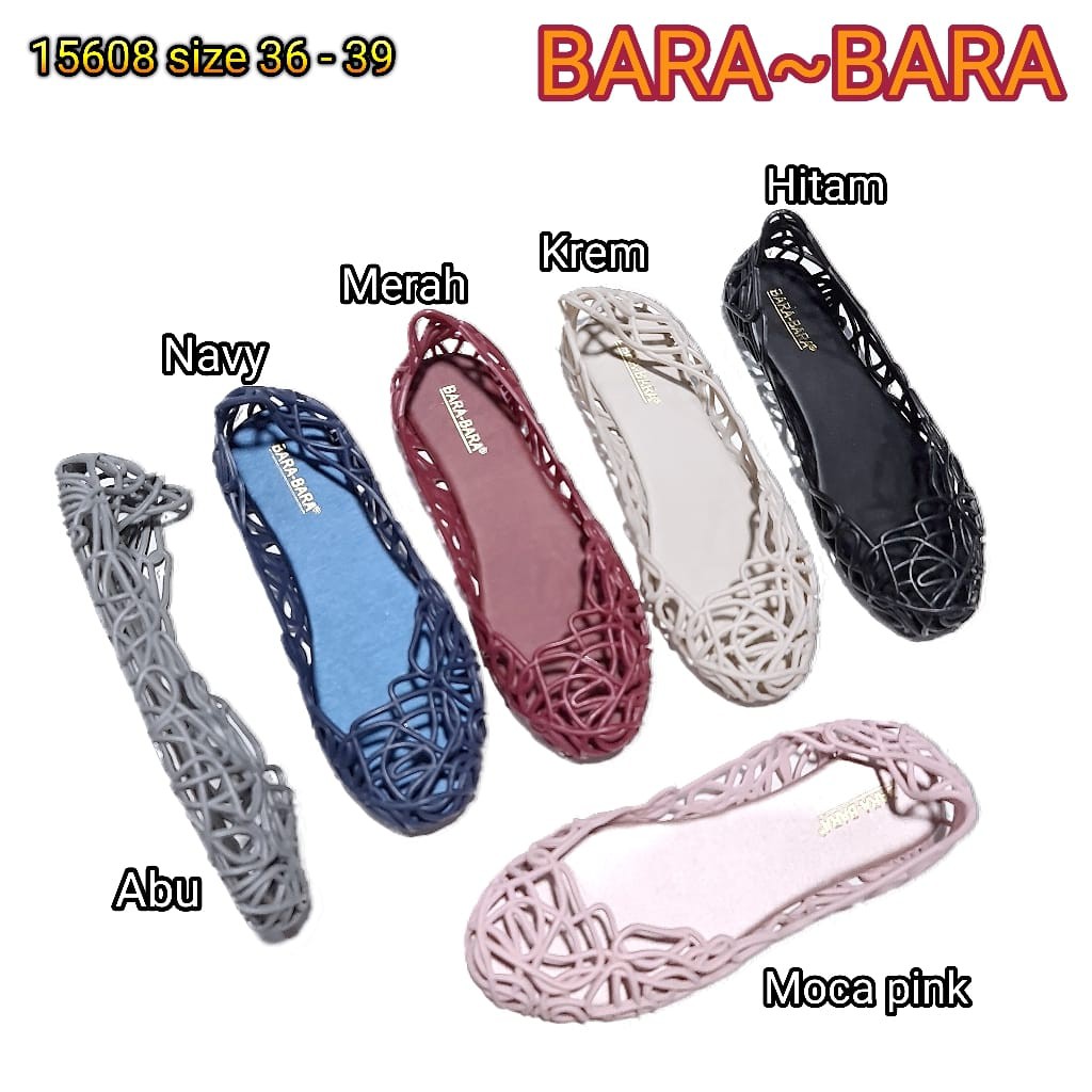 BARA BARA ORIGINAL Jelly shoes sepatu wanita flat shoes jaring karet import barabara cewek 15608