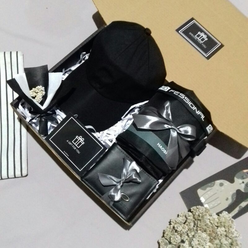 GIFT BOX COWOK HAMPERS COWOK PREMIUM BLACK SERIES FOR MAN KADO WISUDA KADO ULANG TAHUN