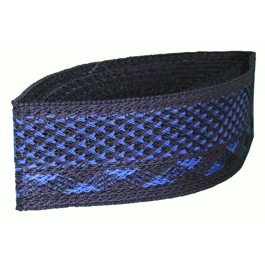 Songkok Rajut Hitam Motif Biru - Kopyah Rajut Handmade - Peci Rajut Handmade Klasik