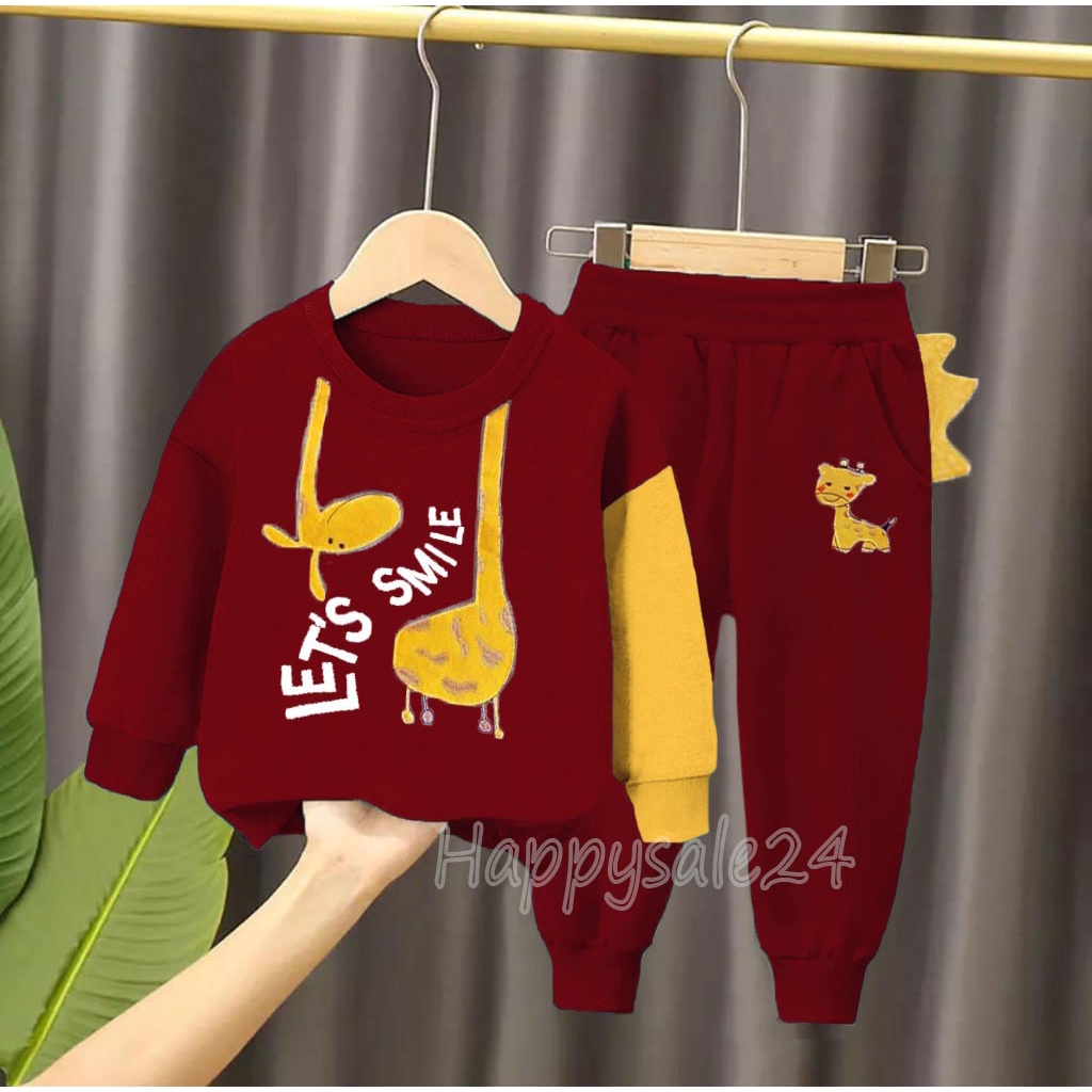 SETELAN SWEATER JOGGER ANAK BAJU ANAK 1-5 TAHUN MOTIF JERAPAH SWEATER ANAK LAKI LAKI DAN PEREMPUAN