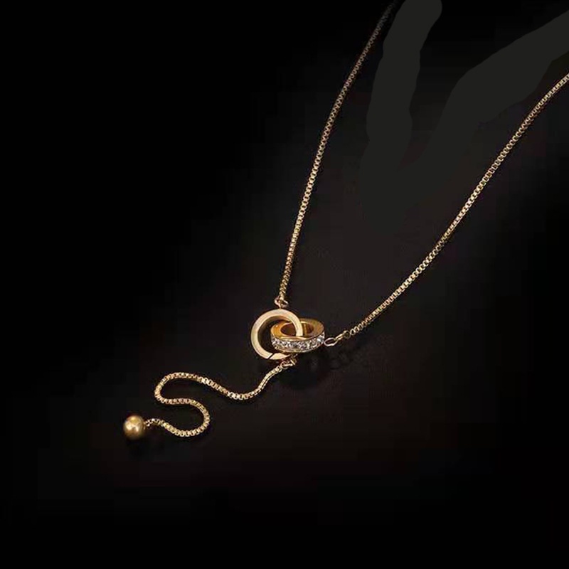 Kalung titanium cincin gandeng juntai Anti karat korea fashion