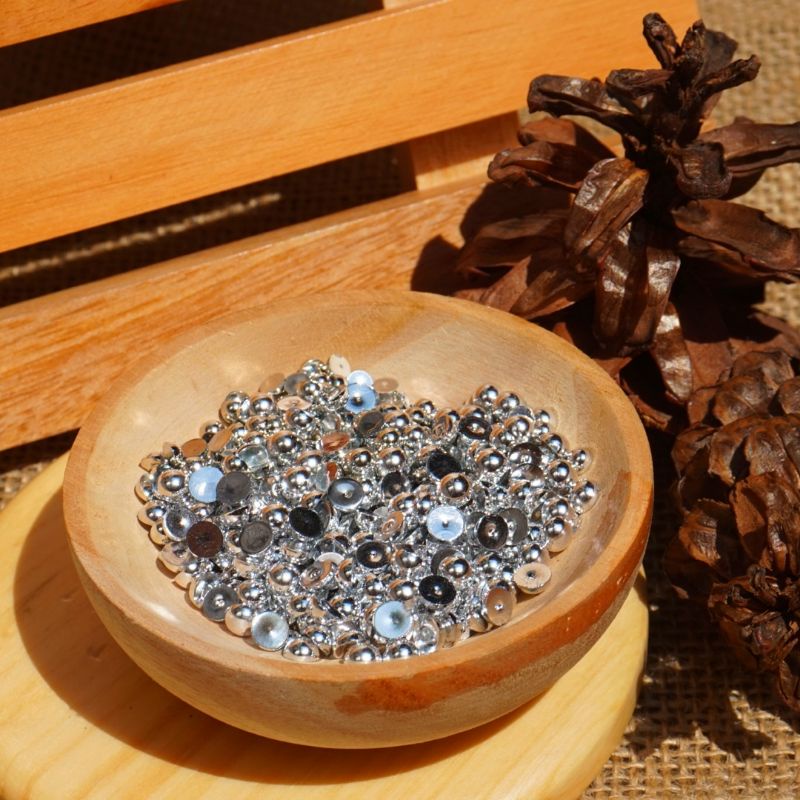 [MUTBEL SILVER GLOSSY] manik mutiara belah glossy size 2mm 3mm 4mm 5mm / manik kerajinan tangan/mani