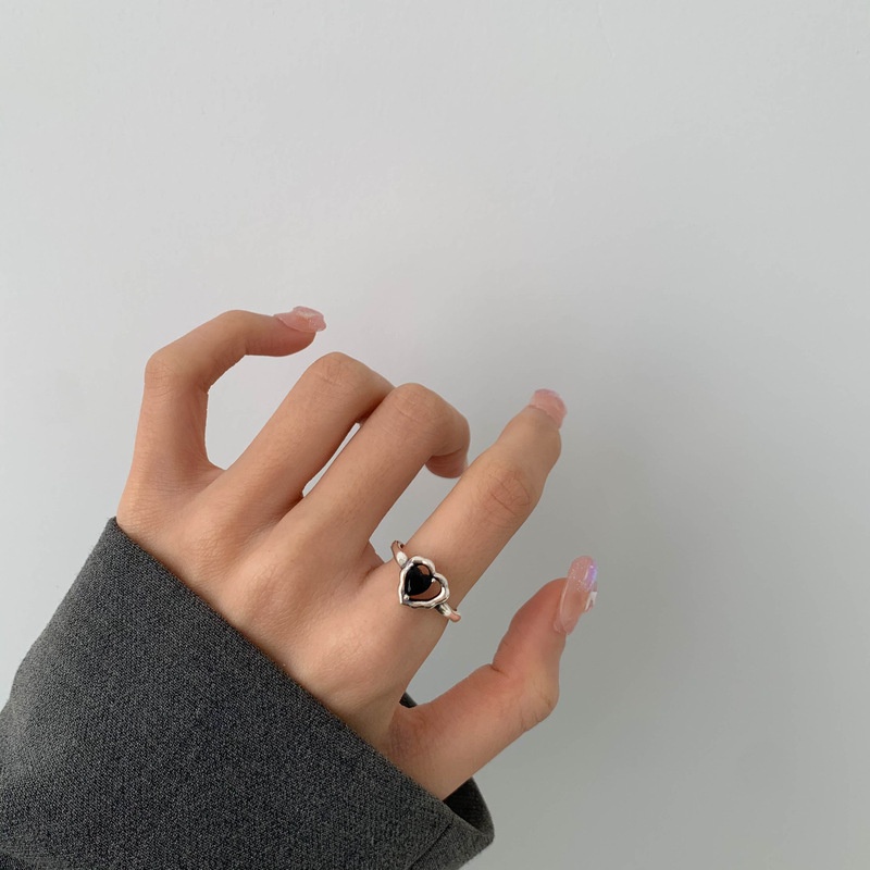 Cincin Bentuk Hati Bahan Alloy Dengan Berlian Imitasi Untuk Wanita