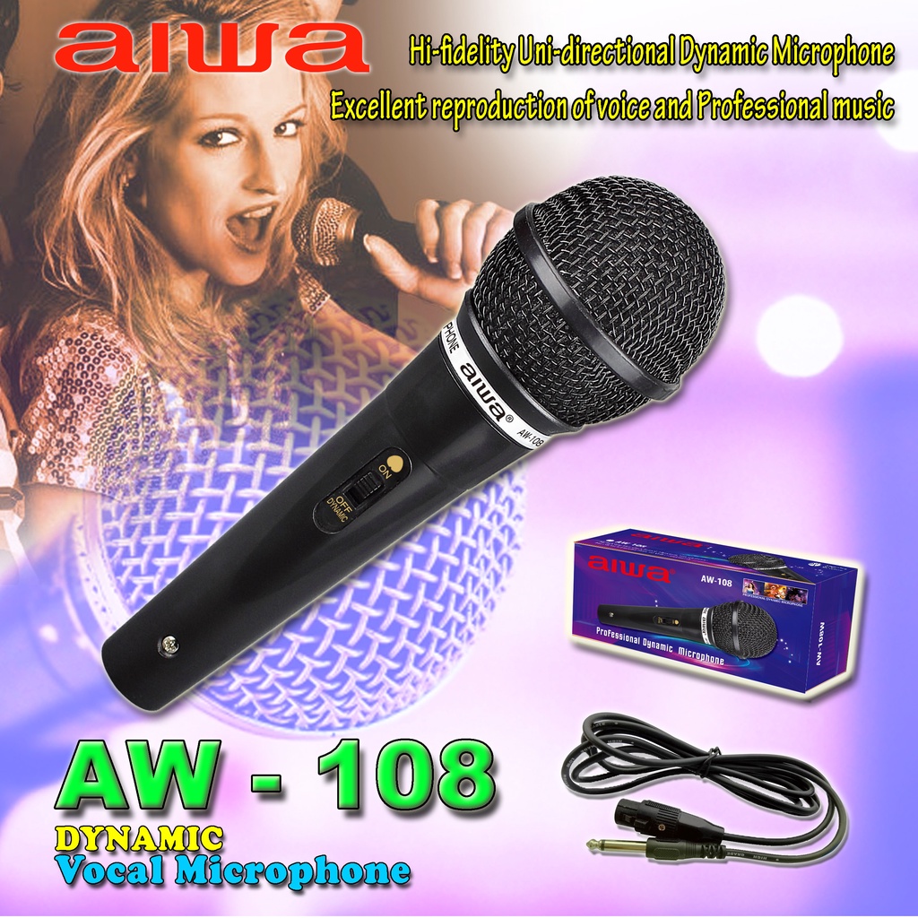 Mic Kabel AW 108 / Microphone Cable AIWA AW - 108 / Mic Dynamic AW-108B / Mic Kabel Murah AW 108B