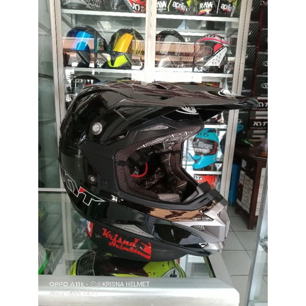Helm Full Face KYT CROSS OVER SOLID BLACK METALIC