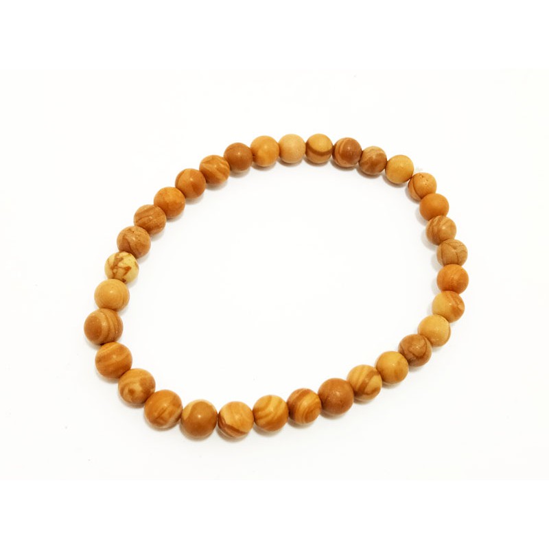 VeE Gelang Pria Wanita Batu Fosil Kayu 6mm - Gelang Terapi Kesehatan