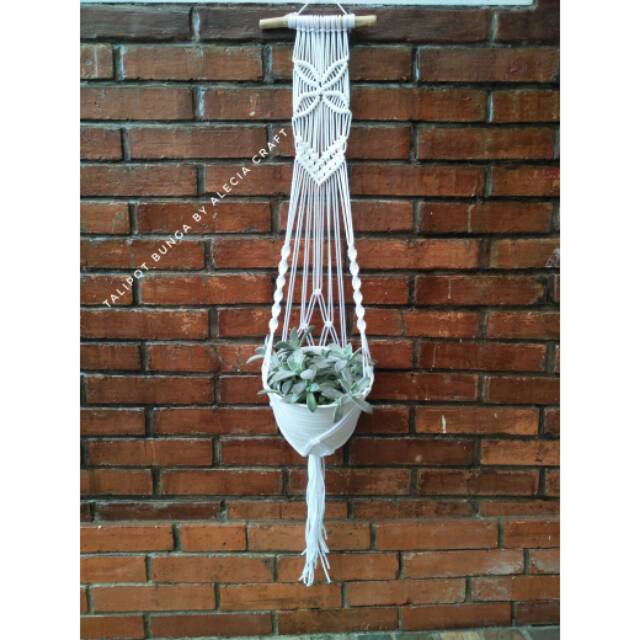 Tali pot bunga gantung (gantungan tali pot+pot dimeter 18 cm)