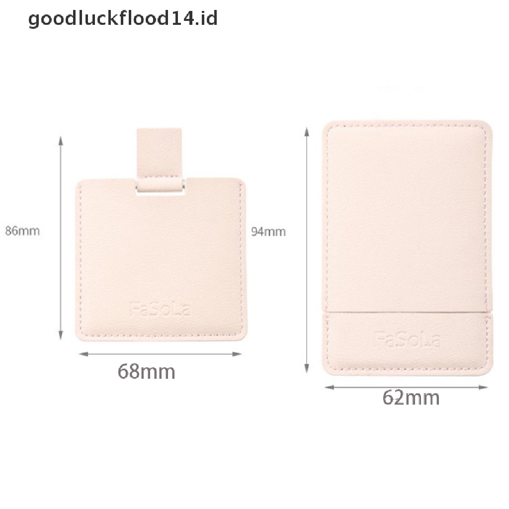 [OOID] PU Leather Cover Mini Shatter Proof Card Pocket Unbreakable Cosmetic Mirror ID