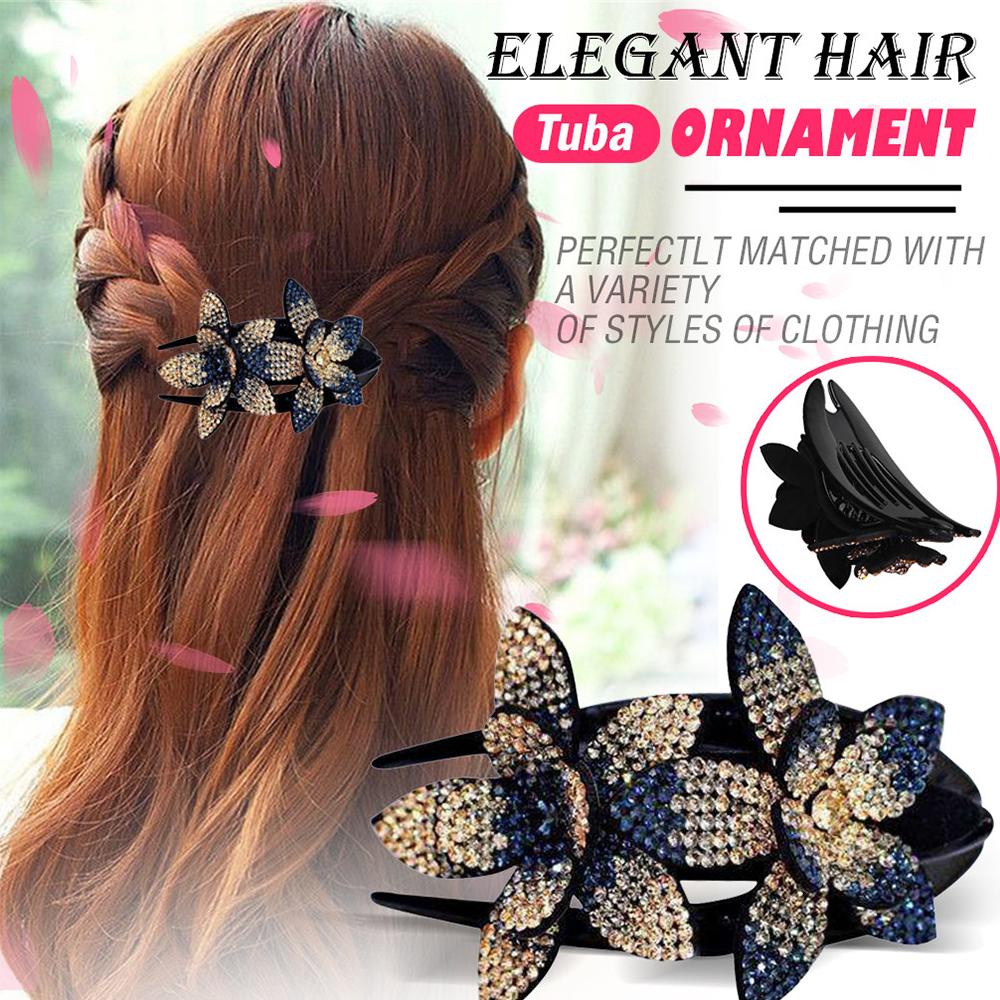 Agustinina Crystal Hair Clip Disk Rambut Wanita Ukuran Besar Bunga Ganda Berlian Imitasi Kristal Hairgrip
