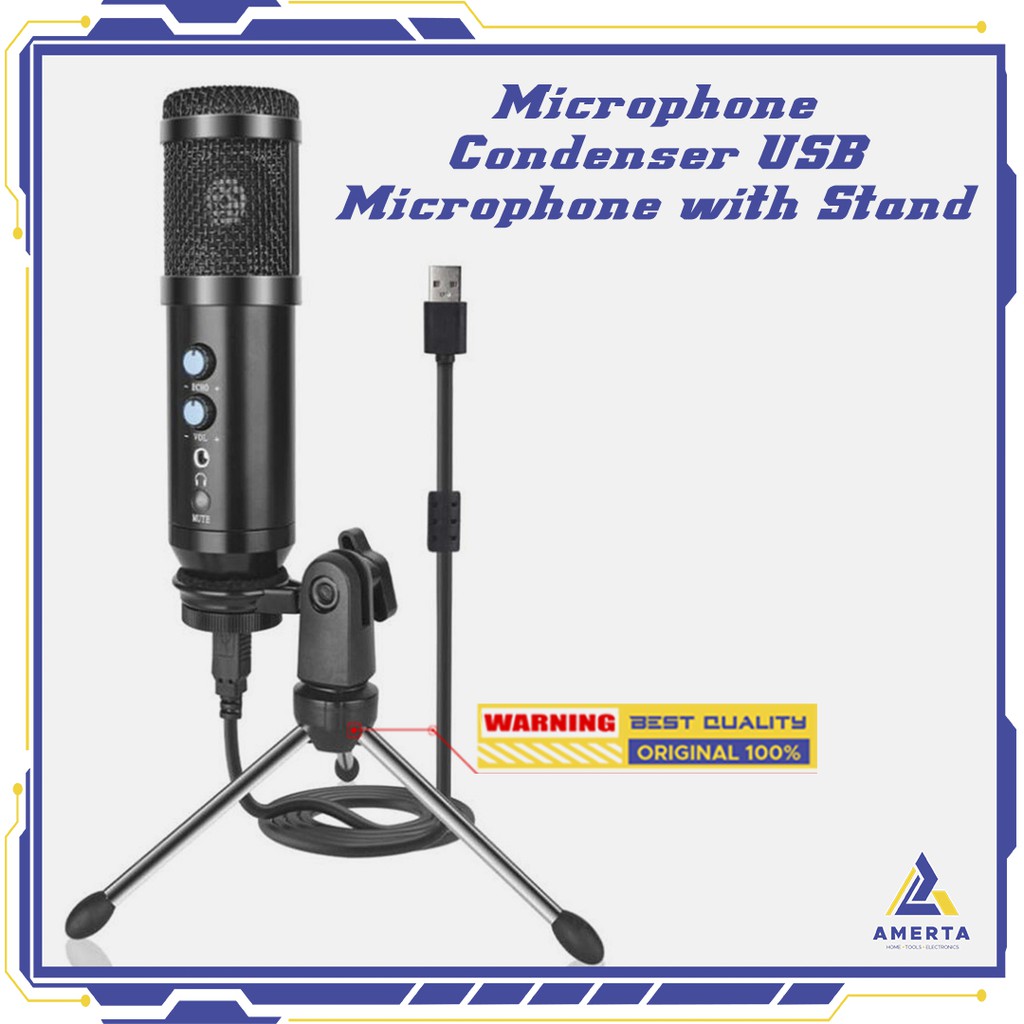 Microphone Condenser USB Mikrofon with Stand Tech TaffSTUDIO Black