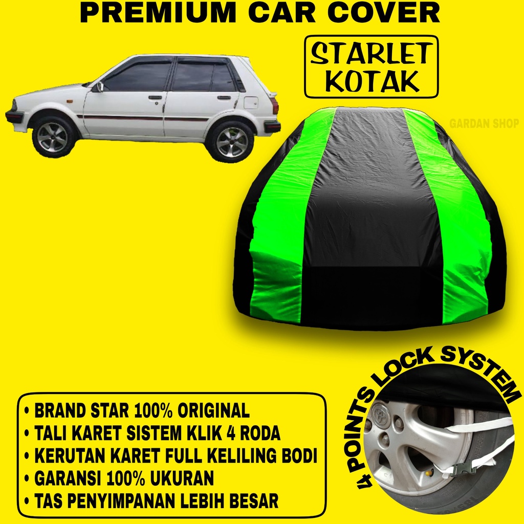 Body Cover STARLET KOTAK Sarung Strip HIJAU Penutup Pelindung Bodi Mobil Starlet Kotak PREMIUM