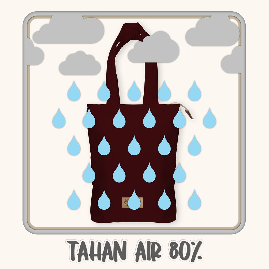 Tote Bag Polyester Water Resistant Marun