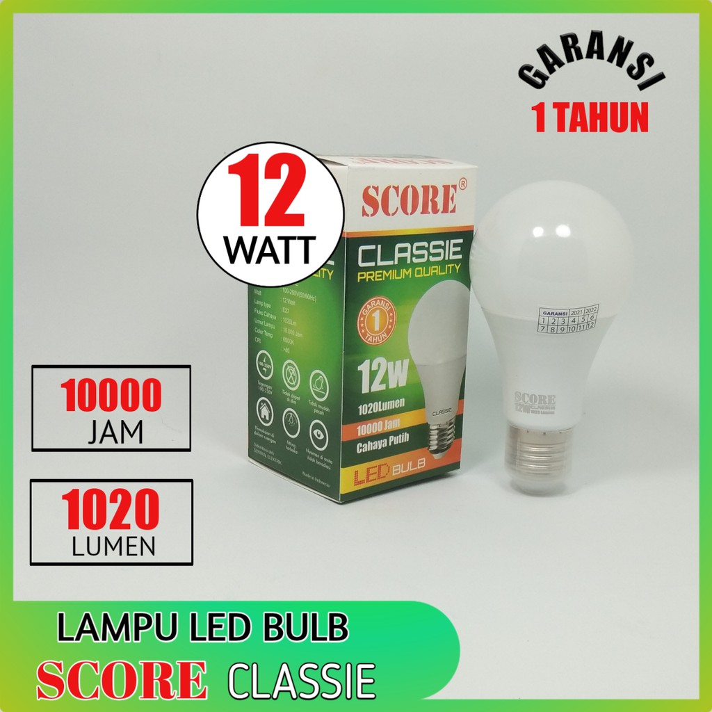 Score Classie Lampu LED Bulb 12 Watt - Cahaya Putih