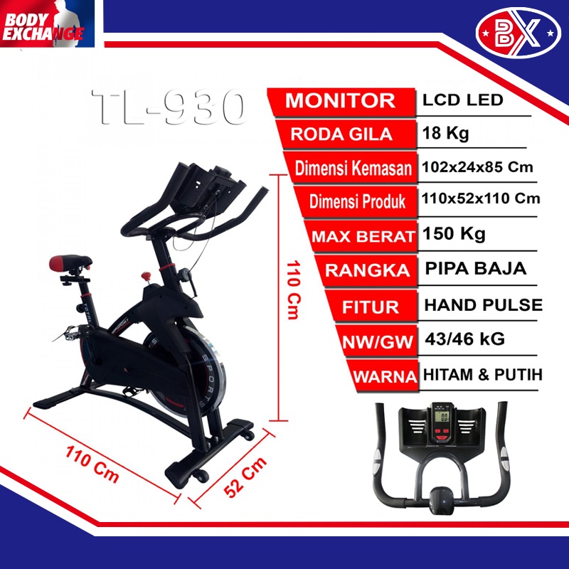 Sepeda Statis TL-930 Original Spinning Bike - Alat Fitness - Alat Olahraga - Alat Gym Rumah - Sepeda Fitness - Sepeda gym