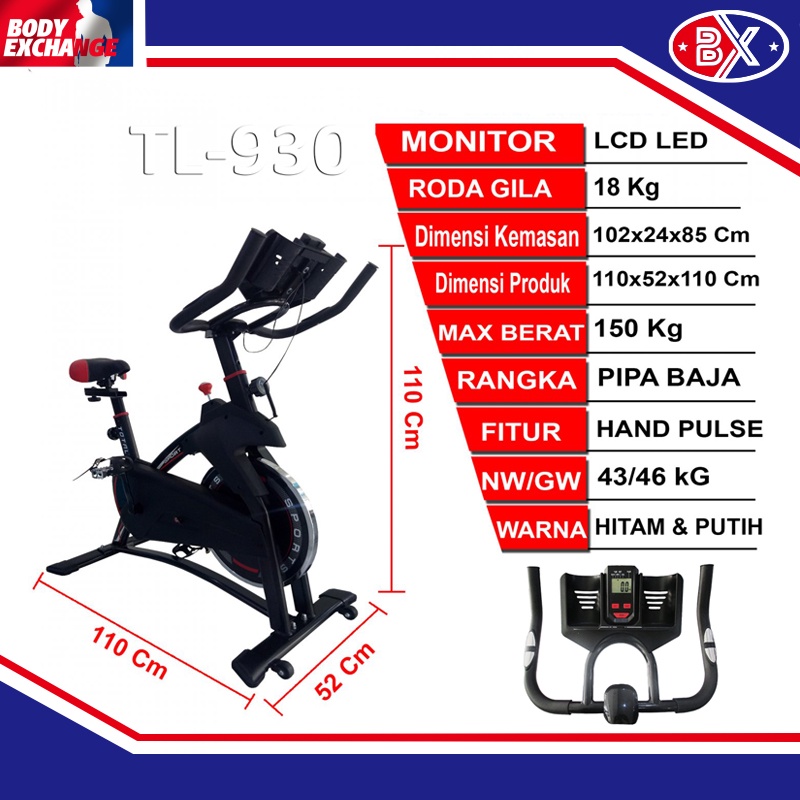 Sepeda Statis TL-930 Original Spinning Bike - Alat Fitness - Alat Olahraga - Alat Gym Rumah - Sepeda
