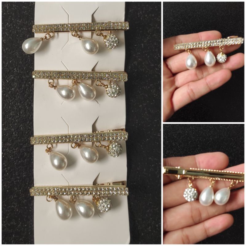 JEPIT RAMBUT Berlian Jurai 3 Mutiara - JEPITAN RAMBUT - JEPITAN KOREA - JEPIT KOREA - JEPIT EMAS - J