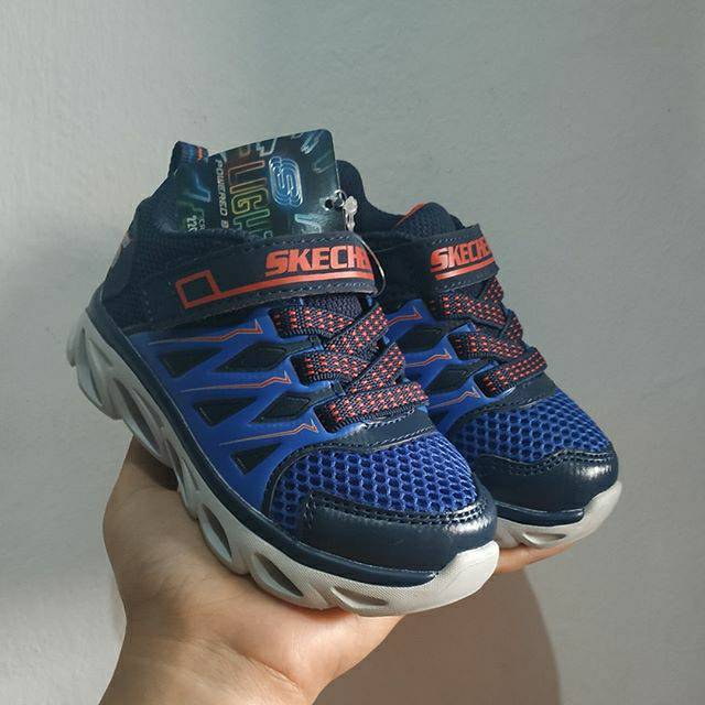 SALE SKECHERS LIGHT UP BOY BLUE Sepatu Anak Lampu Bisa Nyala Laki-laki Biru