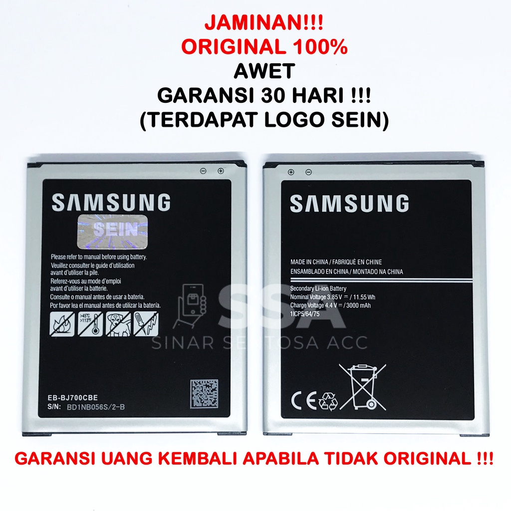 Baterai Original 100% Samsung Galaxy J7 2015 J7 Core J7 Duo ON 7 ON7 J4 2018 J700 J700F J701 J400 2018 EB-BJ700CBE Ori HP Battery Batrai Batre Batu Batere GARANSI