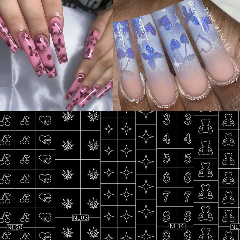 1pc Stiker Kuku Motif Bintang / Angka / Bunga Transfer Air Untuk Nail Art / Manicure Anak Perempuan