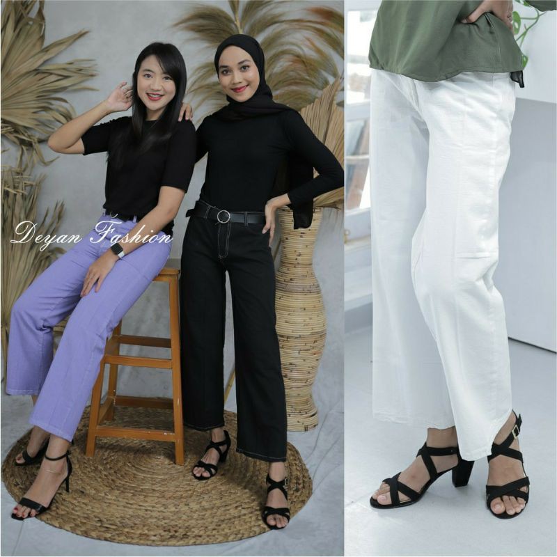 CELANA KULOT JEANS WANITA KULOT PUTIH PANJANG HIGHWAIST KULOT HITAM HIGHWAIST TERBARU KEKINIAN