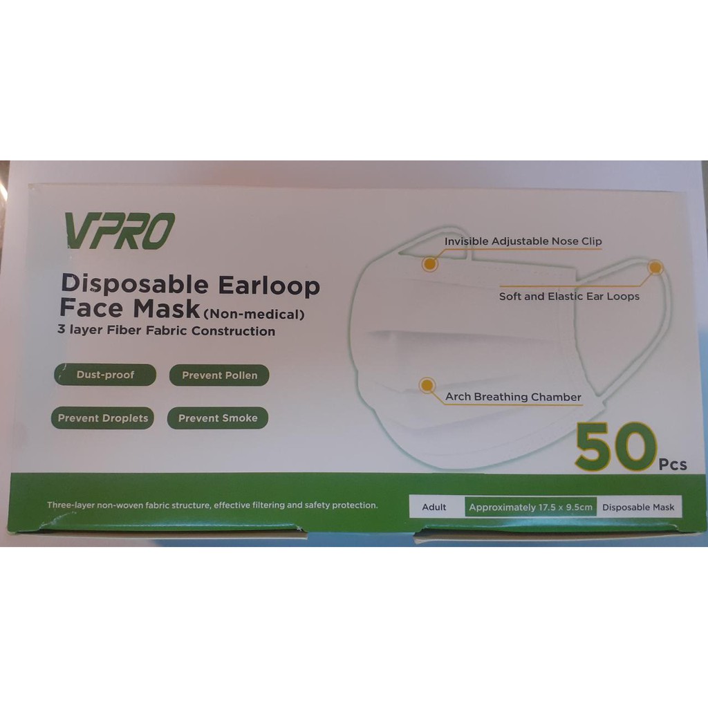 Masker VPRO Disposable Earloop Face Mask 3 Layer
