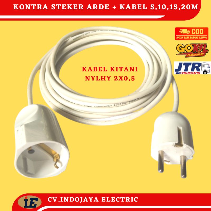 Steker Arde + Kontra Arde Broco Dengan Kabel Kitani panjang 5 meter