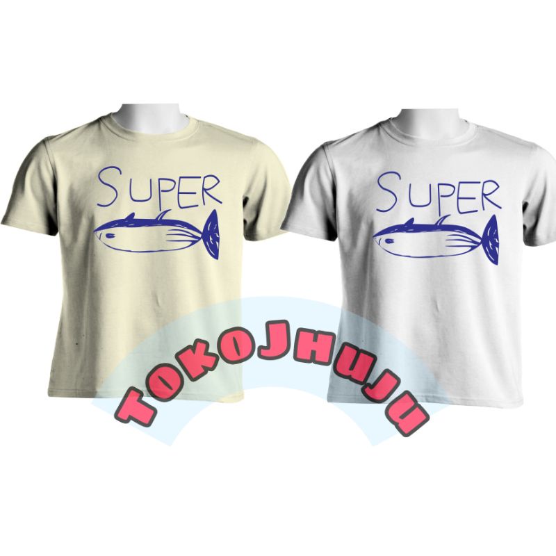 Baju Kaos BTS Kim Seokjin style SUPER TUNA sablon biru