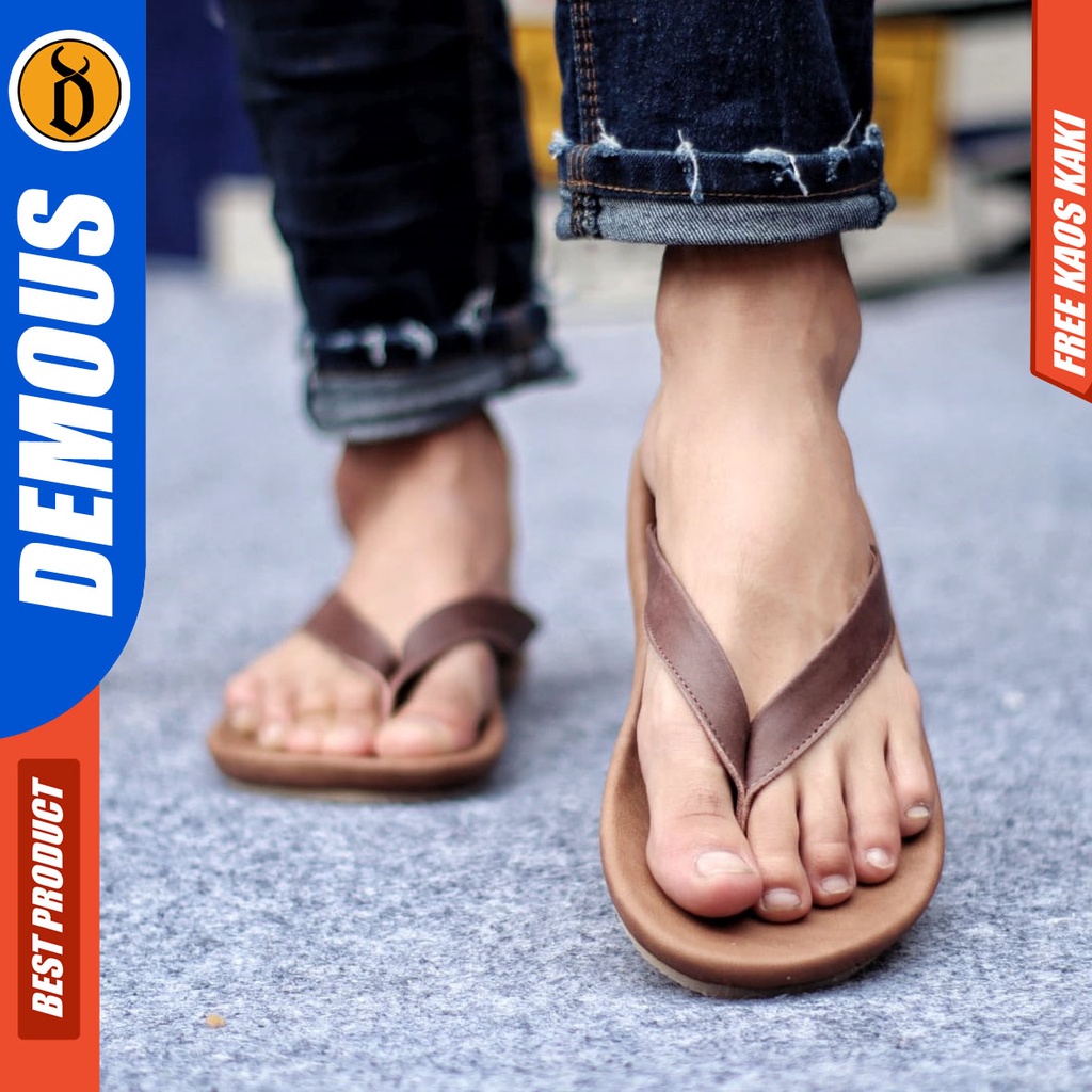 DEMOUS WALLET Sandal Jepit Kulit Asli Simple