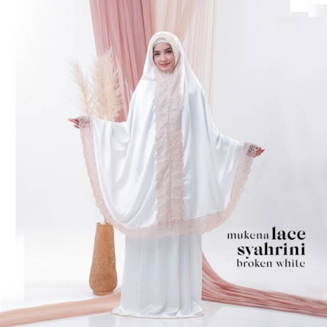 Mukena syahrini bahan lace renda mewah