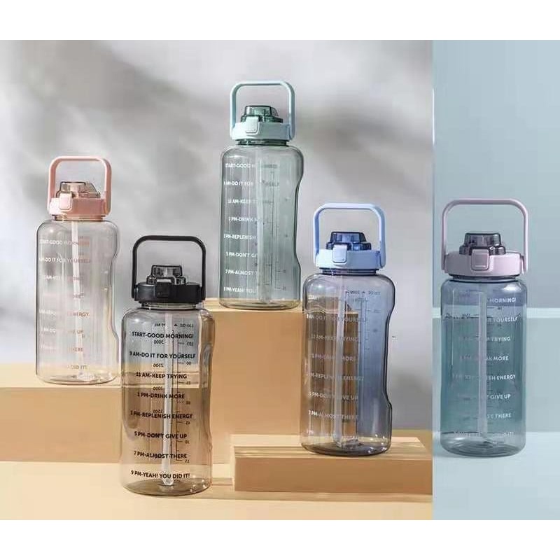 Big Bottle | Botol Minum besar 2L | Botol Air Minum motivasi bening 2000ml motivational Water bottle
