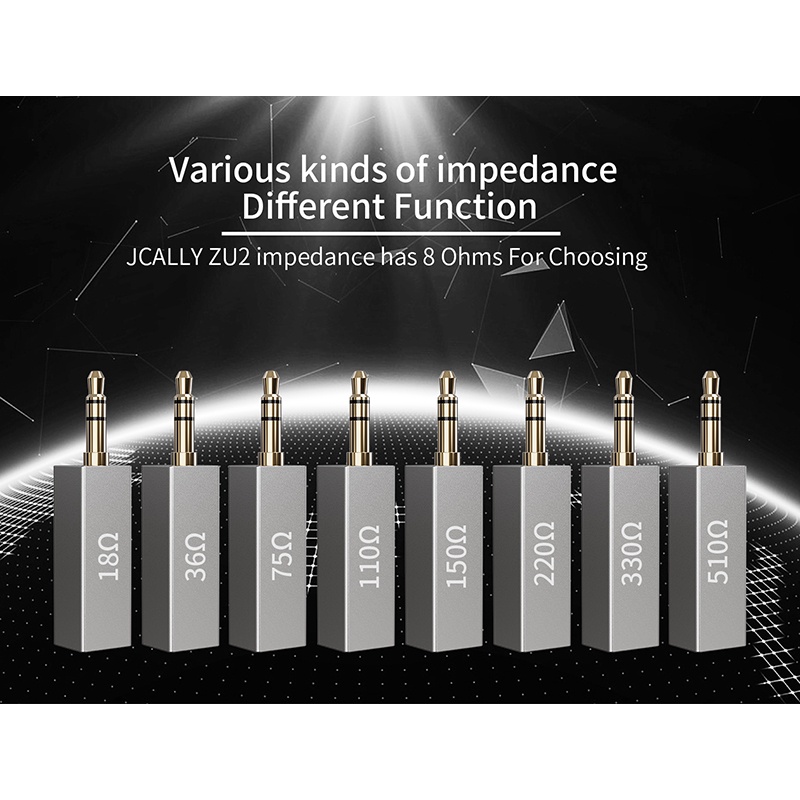 Jcally ZU2 Adapter Earphone Stereo Impedansi Audio 18ohm 36 75 110 150ohm 220 / 330 / 510 ohm Noise Reduction