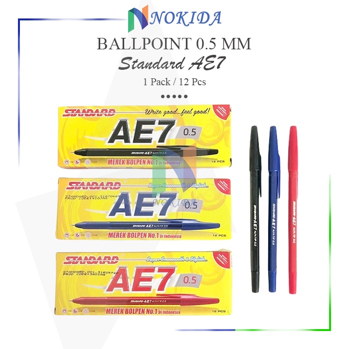 

Nokida Pulpen Standard AE7 0.5/12 pcs / Ballpoint Pena Pen Tinta 1 pack