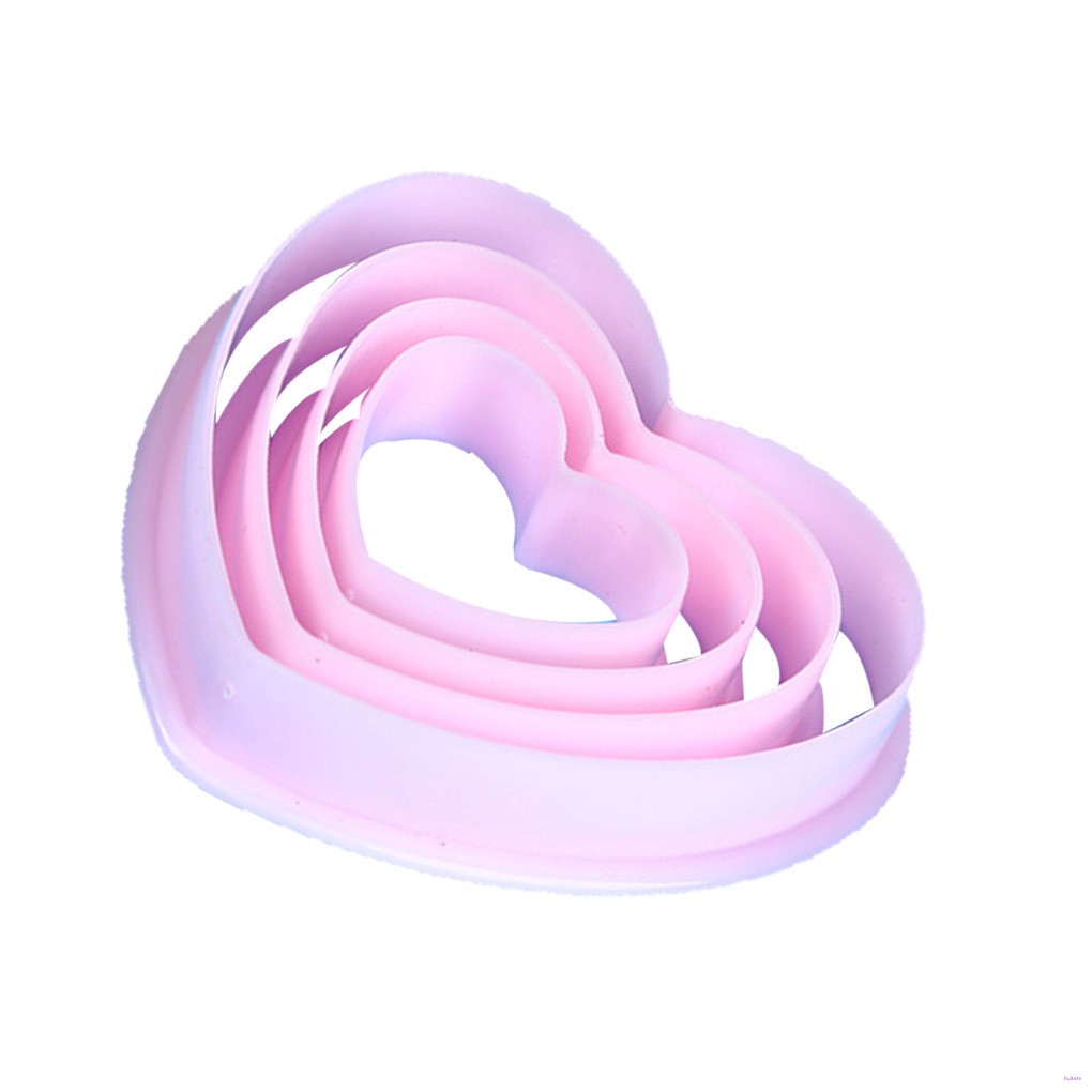 [READY STOCK] 4pcs Plastic Heart Pattern Cutting Dies Mold Set Cookie Moulds Set Cake Cutters Baking Tools