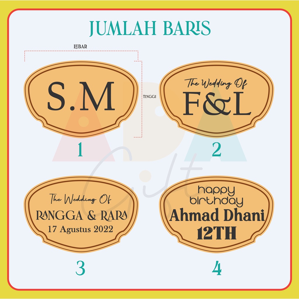 Custom Grafir Nama Hiasan Mahar | Hiasan Kayu Rustik Mahar | Dekorasi Mahar Ukir Nama 001