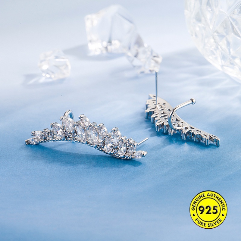 Anting Stud Desain Sayap Malaikat Bahan S925 Sterling Silver Anti Karat Anti Alergi