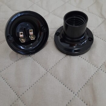 E27 STARLUX/Fitting Plafon Bulat Hitam Bakelite Model Broco TOP***