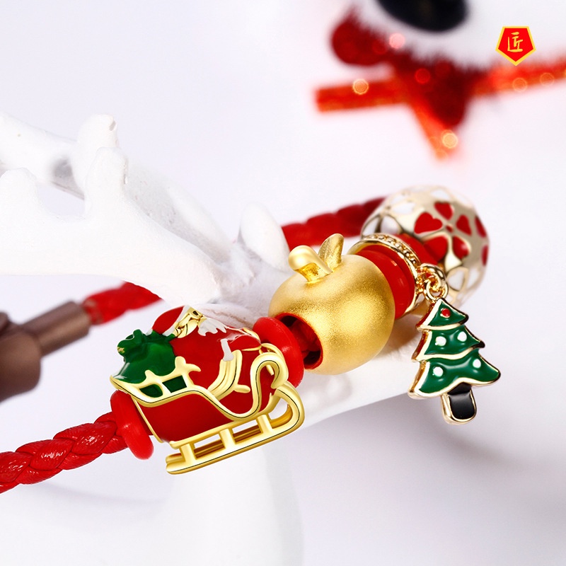 [Ready Stock]Sweet and Cute Gold Apple Bracelet Christmas Gift