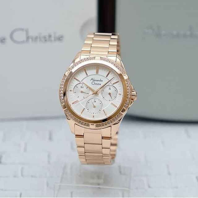 Jam Tangan Wanita Alexander Christie 2826 Rose Gold White