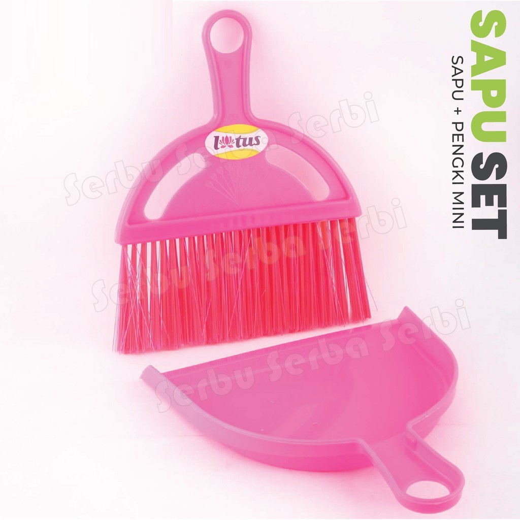 Sapu Pengki Set Kecil /Mini Dustpan / Sapu serokan Mini lotus