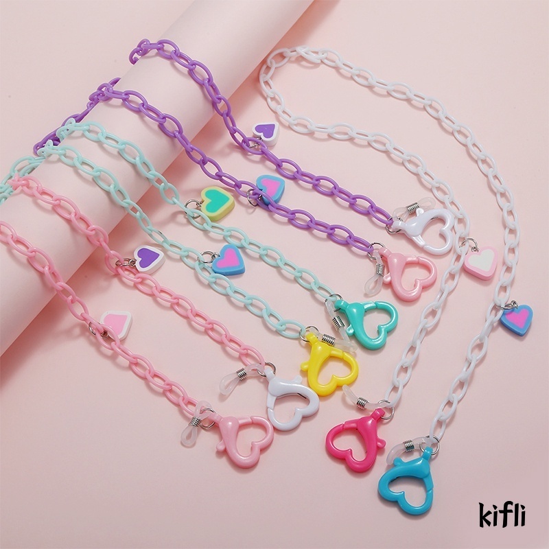 Fashion Acrylic,Heart Mask Lanyard Chain Lanyard,Anti-Lost,Face Mask Kalung,Kacamata Rantai Aksesoris