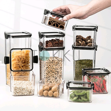 Toples Kotak Snack Kedap Udara Penyimpanan Bening Cereal Kontainer Makanan Food Storage Jar Container