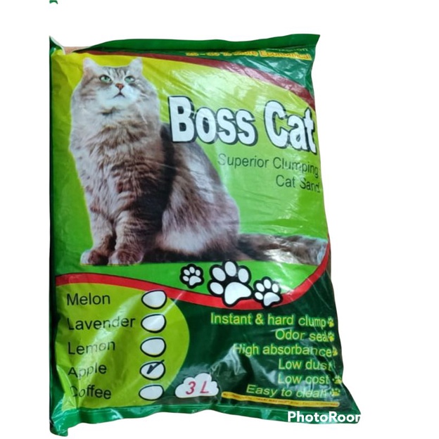 pasir kucing BOSS CAT pasir wangi gumpal 3L