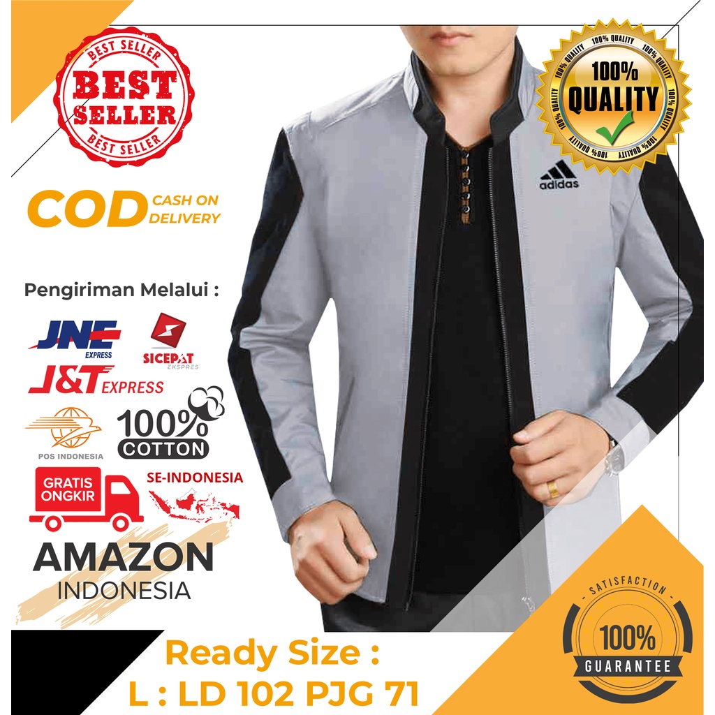 YANG LAGI HITS DICARI GAN Termurah Adidas Combo Warna Abu Hitam Jaket Pria Cowo Kantor Kasual Formal Lengan Panjang