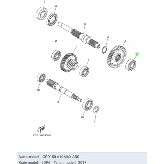 BEARING LAHER GEAR GIR RASIO NMAX 6303 ASLI ORI YAMAHA 93306 303YP