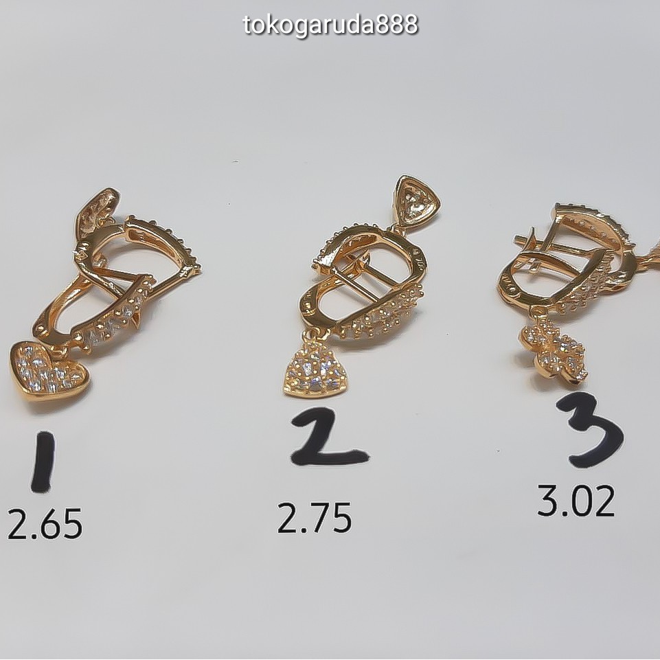 banyak motif yaa. anting anak dan dewasa emas asli kadar 700 70% 16k bulat diamond love 22 giwang kerabu hooks dewas