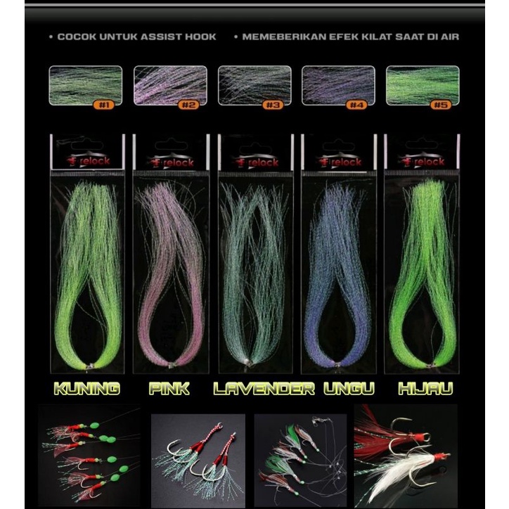 Umpan Pancing Bulu Mutiara, Bulu Kilat & Sutra, rintak, sabiki, assist hook