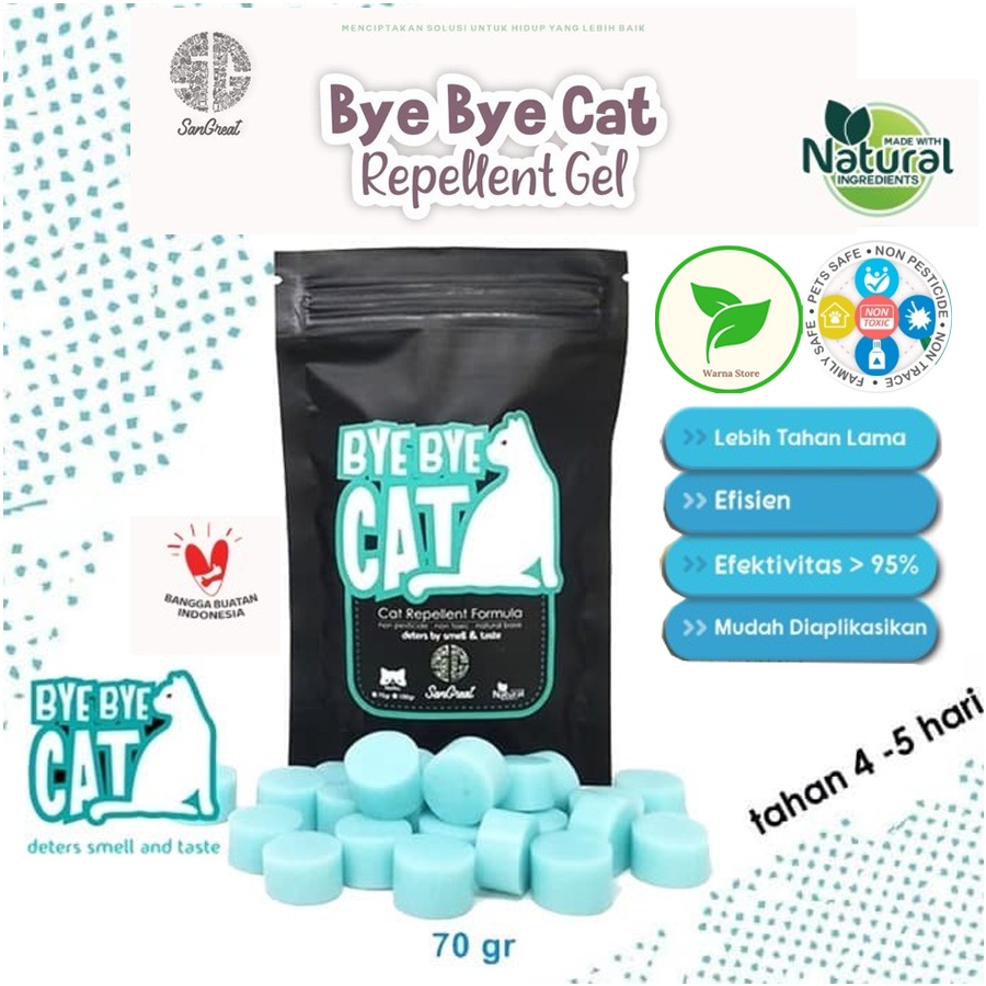 Bye Bye CAT Gel - Alat Pengusir Kucing Alami Ampuh 70 gr - Natural Cat Repellent - Cegah kucing buang kotoran sembarangan dan usir kucing liar